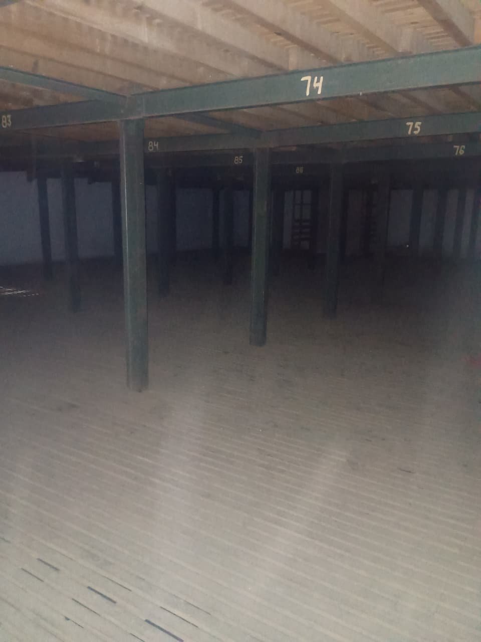 Cold storage interior with numbered columns 74–86, high capacity space